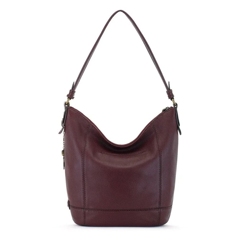 The Sak Sequoia Hobo Bag Cabernet Red Pebbled Leather Shoulder Purse 107136 NEW